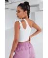ieg™ Kadın Beyaz Tek Omuz Cut Out Detaylı Crop Top Bluz