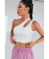 ieg™ Kadın Beyaz Tek Omuz Cut Out Detaylı Crop Top Bluz