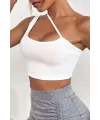 ieg™ Kadın Beyaz Tek Omuzlu Çapraz Askılı Crop Top Büstiyer