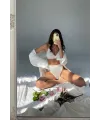 ieg™ Kadın Beyaz Yüksek Bel Dolgusuz Slip Takım
