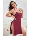 ieg™ Kadın Siyah Cut Out Detaylı Yırtmaçlı Sexy Gecelik