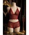 ieg™ Kadın Bordo Dantel Bralet Şort Takımı – Asil ve Sofistike İç Giyim