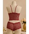 ieg™ Kadın Bordo Dantel Bralet Şort Takımı – Asil ve Sofistike İç Giyim