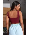 ieg™ Kadın Bordo Kalın Askılı Crop Top Büstiyer