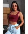 ieg™ Kadın Bordo Kalın Askılı Crop Top Büstiyer