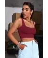 ieg™ Kadın Bordo Kalın Askılı Crop Top Büstiyer