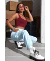 ieg™ Kadın Bordo Kalın Askılı Crop Top Büstiyer