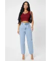 ieg™ Kadın Bordo Kare Yaka Crop Top Bluz