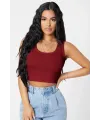 ieg™ Kadın Bordo Kare Yaka Crop Top Bluz