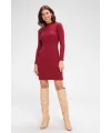 ieg™ Kadın Bordo Kaşkorse Balıkçı Yaka Uzun Kollu Bodycon Mini Elbise