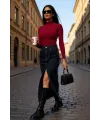 ieg™ Kadın Bordo Kolsuz Balıkçı Yaka Basic Bluz