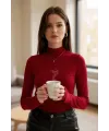 ieg™ Kadın Bordo Parmak Detaylı Esnek Uzun Kollu Body