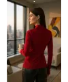 ieg™ Kadın Bordo Parmak Detaylı Esnek Uzun Kollu Body