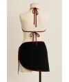 ieg™ Kadın Bordo Siyah Pareolu Yandan ve Boyundan Bağlamalı 3lü Bikini Takımı