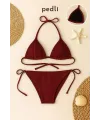 ieg™ Kadın Bordo Yandan ve Boyundan Bağlamalı Bikini Mayo Takımı