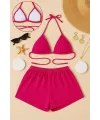 ieg™ Kadın Fuşya Şortlu Belden ve Boyundan Bağlamalı Bikini Takımı