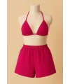 ieg™ Kadın Fuşya Şortlu Belden ve Boyundan Bağlamalı Bikini Takımı