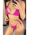 ieg™ Kadın Fuşya Yandan Bağlamalı Tangalı Üçgen Bikini Mayo Takımı