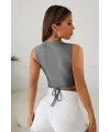 ieg™ Kadın Gri Çapraz Bağlamalı Crop Top Büstiyer