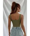 ieg™ Kadın Haki Yeşili Kalın Askılı Crop Top Büstiyer