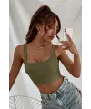 ieg™ Kadın Haki Yeşili Kalın Askılı Crop Top Büstiyer