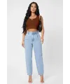 ieg™ Kadın Kahverengi Kare Yaka Crop Top Bluz