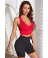 ieg™ Kadın Kırmızı Derin Göğüs Dekolteli Şık Crop Top Bluz