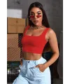 ieg™ Kadın Kırmızı Kalın Askılı Crop Top Büstiyer