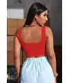 ieg™ Kadın Kırmızı Kalın Askılı Crop Top Büstiyer