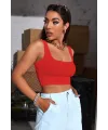 ieg™ Kadın Kırmızı Kalın Askılı Crop Top Büstiyer