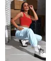 ieg™ Kadın Kırmızı Kalın Askılı Crop Top Büstiyer