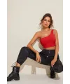 ieg™ Kadın Kırmızı Tek Omuz Crop Büstiyer