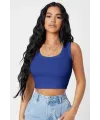ieg™ Kadın Lacivert Kare Yaka Crop Top Bluz