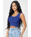 ieg™ Kadın Lacivert Kare Yaka Crop Top Bluz