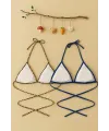 ieg™ Kadın Leopar Desenli ve Mavi Minimal Kesim Üçgen Bikini Üstü