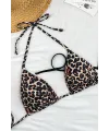 ieg™ Kadın Leopar Desenli ve Siyah Minimal Kesim Üçgen Bikini Üstü