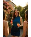 ieg™ Kadın Mavi Kolsuz Balıkçı Yaka Basic Bluz