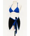 ieg™ Kadın Mavi Pareolu Yandan ve Boyundan Bağlamalı 3lü Bikini Takımı