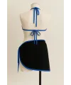 ieg™ Kadın Mavi Pareolu Yandan ve Boyundan Bağlamalı 3lü Bikini Takımı