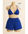 ieg™ Kadın Mavi Şortlu Belden ve Boyundan Bağlamalı Bikini Takımı