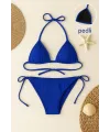 ieg™ Kadın Mavi Yandan ve Boyundan Bağlamalı Bikini Mayo Takımı