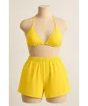 ieg™ Kadın Sarı Şortlu Belden ve Boyundan Bağlamalı Bikini Takımı