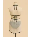 ieg™ Kadın Siyah Beyaz Pareolu Yandan ve Boyundan Bağlamalı 3lü Bikini Takımı
