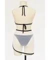 ieg™ Kadın Siyah Beyaz Pareolu Yandan ve Boyundan Bağlamalı 3lü Bikini Takımı