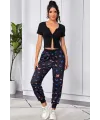 ieg™ Kadın Siyah Çift Fermuarlı Yarım Kol Crop Top Bluz
