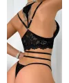ieg™ Kadın Siyah Çift Sıra Çapraz Askılı Cut-Out Tanga Detaylı Şık Takım