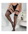 Kadın Siyah Dantel Bacak Bantlı String Jartiyer Çorap Takımı IEG0046