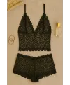 ieg™ Kadın Siyah Dantel Bralet Şort Takımı – Şık, Zarif ve Feminen İç Giyim