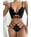 ieg™ Kadın Siyah Dantel Cut-Out Detaylı Şık Sütyen ve Külot Takımı