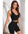 ieg™ Kadın Siyah Derin Göğüs Dekolteli Şık Crop Top Bluz